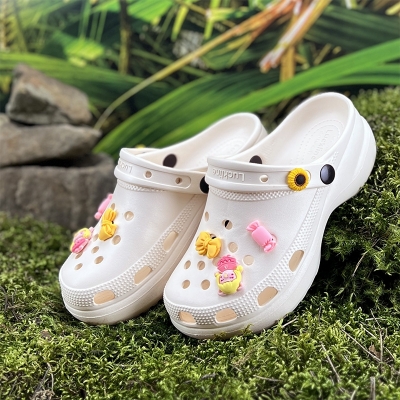 Крокси жіночі з джибітсами Luckline Е-00139-387 Персикові-1