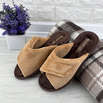 Жіночі кімнатні тапочки відкриті Е-0089-11-1 Коричневі-